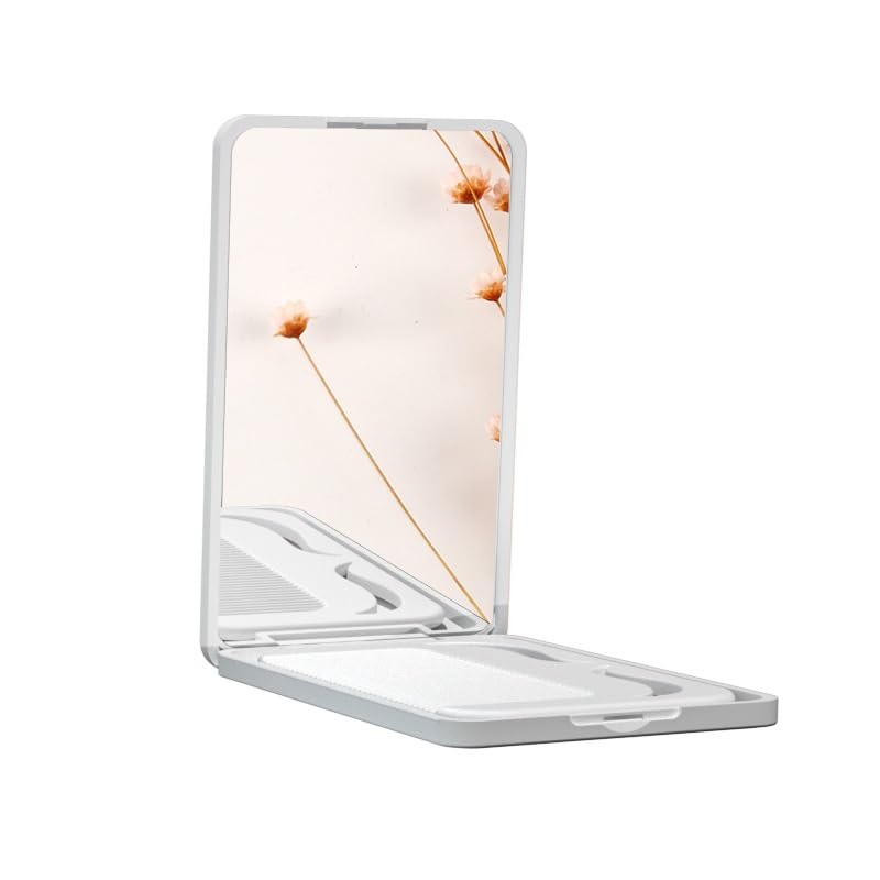 Miroir de maquillage avec peigne blanc idée cadeau portable pour fille