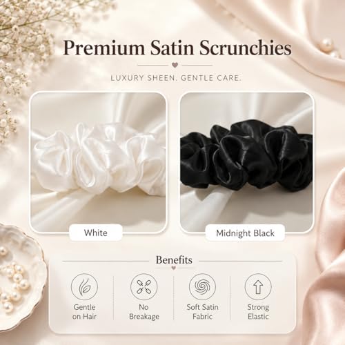 Image of Gift Hamper for Girls and Woman - Hair Accessories Combo with Handmade Satin Scrunchies, Handmade Pearl Bow Clip,Infinity Pendant, Claw Clip & Earrings | Birthday,Valentine's Day & Special Occasion Gift (Pack of 6)