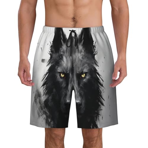 Black Wolf's Head Men Beach Pants â€“ Swim Trunks for Men,Quick-Dry and Comfortable, Suitable for Beach, Surf, and Everyday Wear