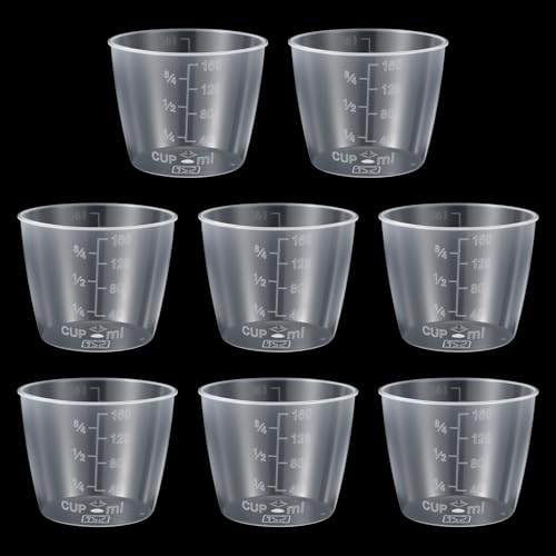 YBEATY 8 Stück Reis Messbecher Kunststoff transparent 160 ml transparente Reiskocherbecher Kochwäsche-Messbecher Ersatzwerkzeuge zum Abmessen von Reis und trockenen flüssigen Zutaten