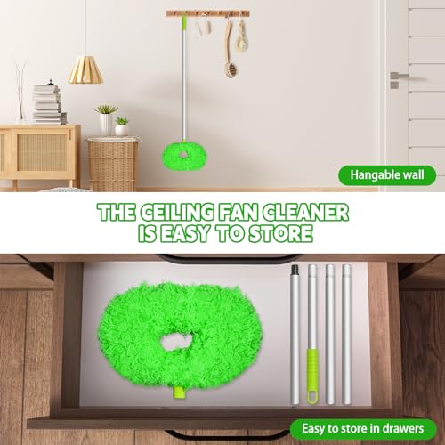 Image of Eunice Ceiling Fan Cleaner Duster with Extension Pole, Green 4.2FT