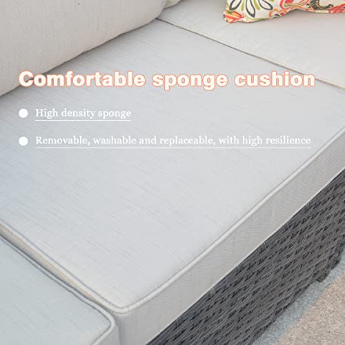 Xizzi Patio Furniture Sets Outdoor Sectional Sofa,No Assembly Required 6 Pieces Big Size Aluminum Conversation Set With 2 Pillows And Furniture Cover,Grey Wicker Beige Cushion thumb #6