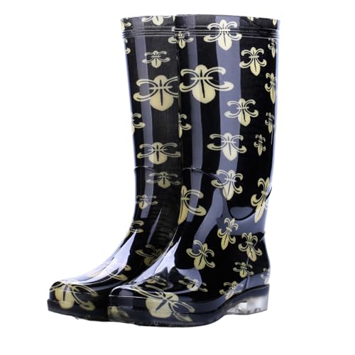 ENEN Botas de Agua Mujer Hombre Altas 35-46, Botas de Goma para Lluvia Antideslizantes Zapatos de Lluvia Impermeable para Trabajo, Jardin, Jardineria (YX22 Retro,37)