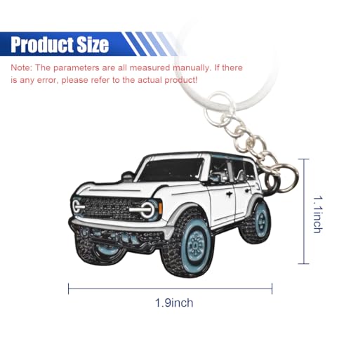Image of LAINLOY Bronco Car Keychain, Car Fob Cover Cool Mods Accessories, 4-Door Auto Key Fob Holder Compatible with Bronco 2021 2022 2023 (White)