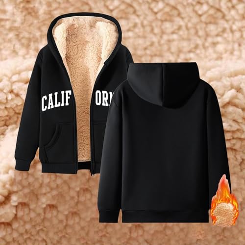 Fleece Jacket Hoodies for Women Sherpa Lined Zip Up Long Sleeve Hooded Sweatshirt Warm Fall Winter Casual Jackets3