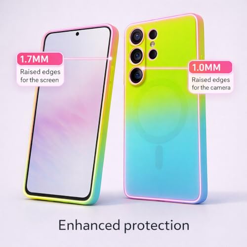 Image of amazon basics Gradient Mag-Safe Case for Samsung Galaxy S23 Ultra 5G | Soft Silicone Shockproof Cover with Camera Protection | Slim Lightweight Design | Smooth Touch & Durable - Green & Blue