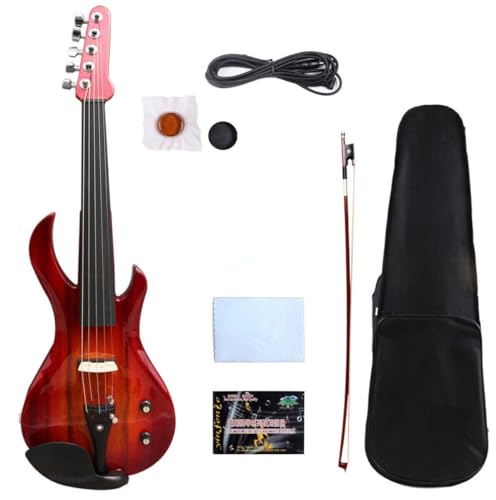 YoungMonic Solid Wood 5 Strings Electric Viola 16 Inch Guitar Shape Ebony Fittings Case Bow (16 Inch)