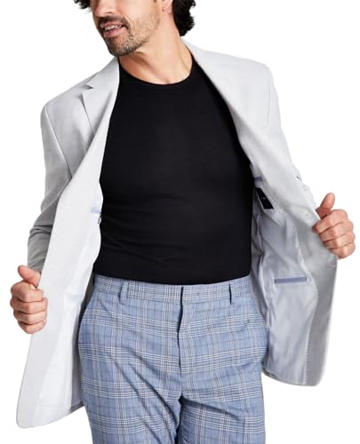 Tommy Hilfiger Men's Blazer Light Gray 44L Sport Coat Slim-Fit Solid Weave, Grey4