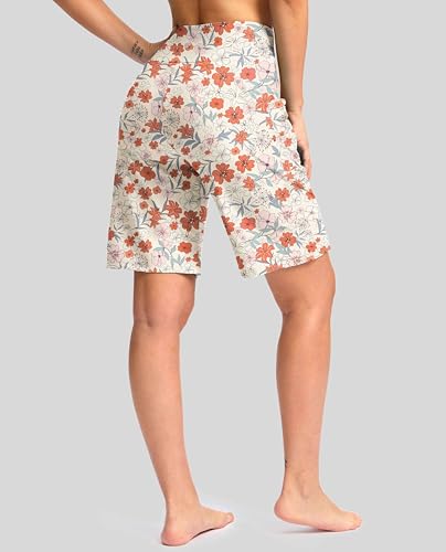 G Gradual Women's 9" Long Swim Board Shorts with Pockets High Waisted Knee Length Beach Swimming Shorts for Women with Liner