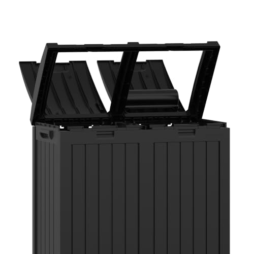 Suncast Dual 33 Gal Trash Hideaway Cabinet, Discrete Outdoor Storage - image 3