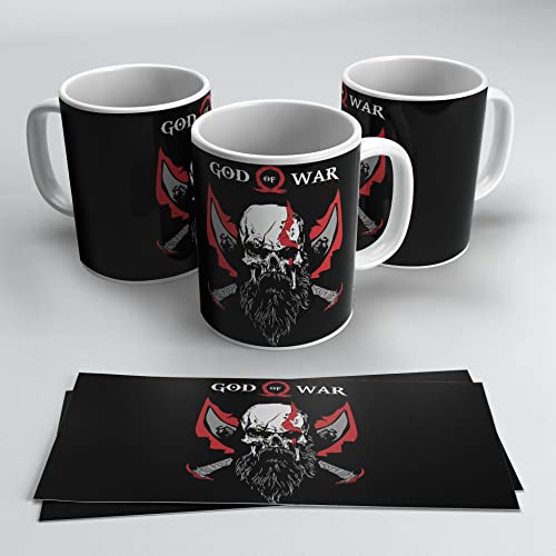 newseny God Of War - Taza con dibujo de God of war de Ceramica | 330ml Regalo Gamer (God Of War - Negro)