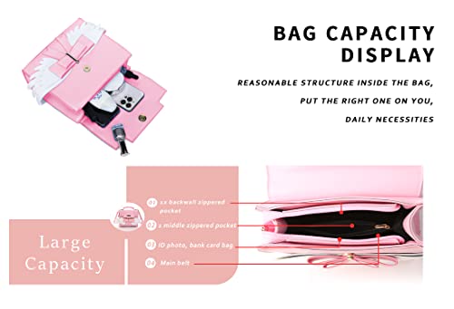 JHVYF Women's Cute Wings Bow Top Handle Cross Body Shoulder Bags Girls Kawaii Handbag3