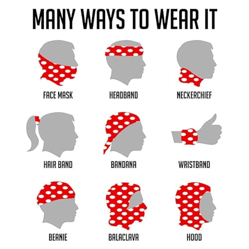 Balaclava de Cuello Resistente al Viento con Máscara Facial Transpirable Roja y Blanca con Puntos para Mujeres y Hombres, Accesorio para Senderismo, Pesca, Ciclismo y Actividades al Aire Libre miniatura 5