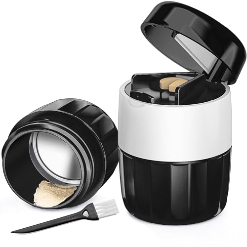 DUBSTAR 3-in-1 Pill Crusher Pill Grinder, Pill Crusher Fine Powder with Brush, Pill Crushers for Elderly with Pill Cutter and Storage, Pill Cutter Splitter for Small or Large Pills (Black)