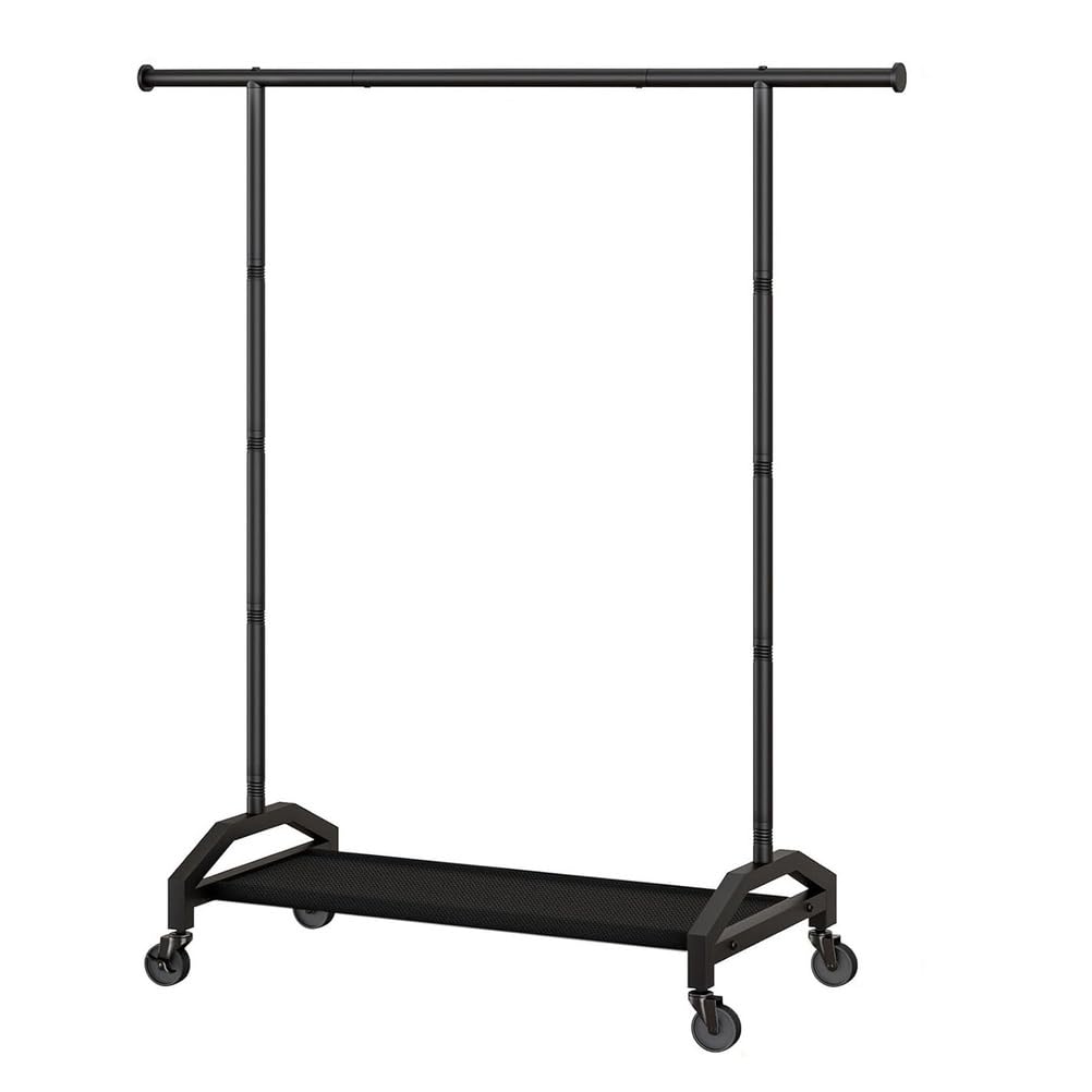 GHSIRUEU Freestanding Closet Garment Rack with Storage Shelves And Coat/Hat Hooks
