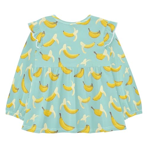 Delicious Banana Girls Shirts Cotton Long Sleeve Ruffle Toddler Tee Tops2