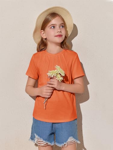 Image of Haloumoning Girls Pleated T Shirts Kids Summer Short Sleeve Fashion Tops Tees 5-14 Years
