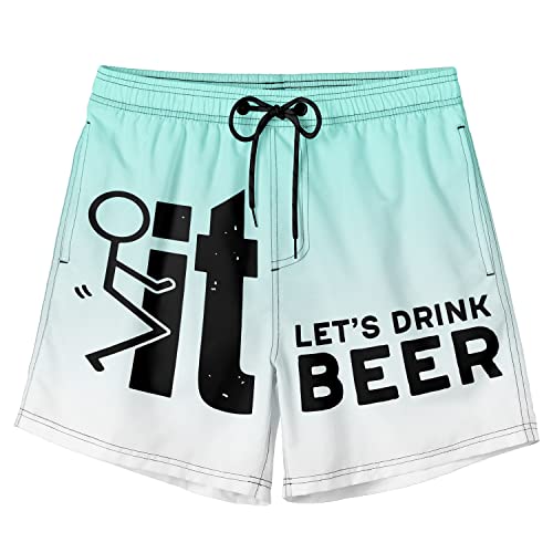 Gadgetstalk F It Let's Drink Beer Swimming Trunks Drawstring Elastic Waist Quick Dry Beach Shorts Best Gift For Men Boyfriend Husband #TOP2