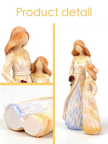 Figura artesanal Madre y Hija en resina decorativa miniatura 4