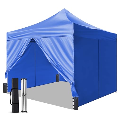 Foristrail Pop Up Canopy Tent Instant Shelter, Portable Outdoor Sun Shade (Light Blue, 10x10 with Sidewalls)