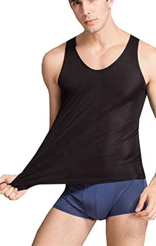 METWAY Men's Silk Tank Tops Sleeveless Pure Silk Undershirt Super Absorbent and Breathable Classic A Shirts3