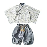 [SEIWARAKU] ベビー袴 ロンパース 女の子 男の子 袴ロンパース 2way 上下セット 和装 総柄 フォーマル 赤ちゃん お宮参り 百日祝 初節句 お正月 お食い初め 出産祝い HF52 (ブルー, 80)