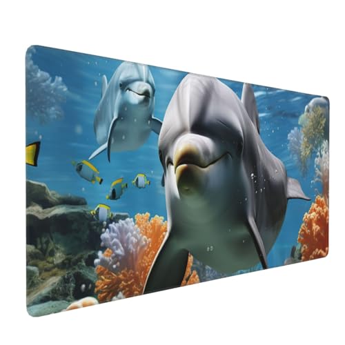 Tapis de souris de jeu dauphin récif corallien pour la maison