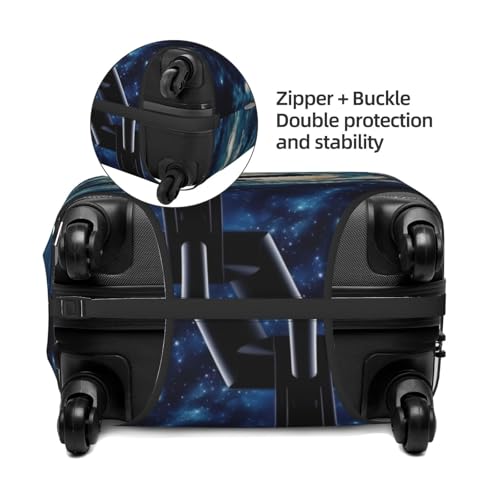 Space Galaxy With Telescope Print Luggage Suitcase Covers Elastic Washable Luggage Protector Luggage Covers For Suitcase4