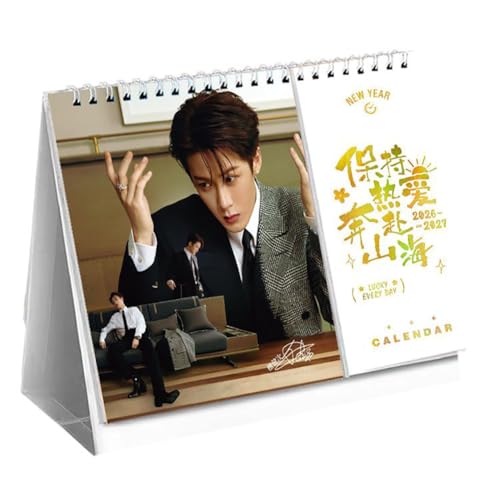 檀建次 カレンダー 2026-2027年 卓上カレンダー 写真シール スケジュール シンプル 装飾 写真集 応援グッズ 周辺 文房具 事務用品 家 オフィス用品 卒業記念品 学生 置物 クラスメート ギフト クリスマス 新年 お正月 プレゼント