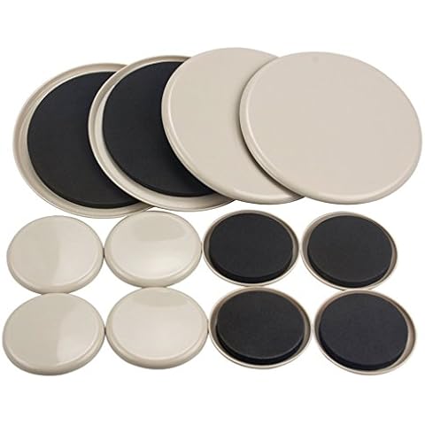 12-Pack Heavy Furniture Sliders Movers for Carpet 4 Pack 7 Inches Carpet Sliders + 8 Pack 3.5 Inches Furniture Moving Sliders Packed in Resealable Bag Cover