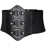 Women's Medieval Renaissance Lace-Up Tied Belt Elastic Steampunk Corset Belts Halloween Cospaly Costume Accessories(BK L)