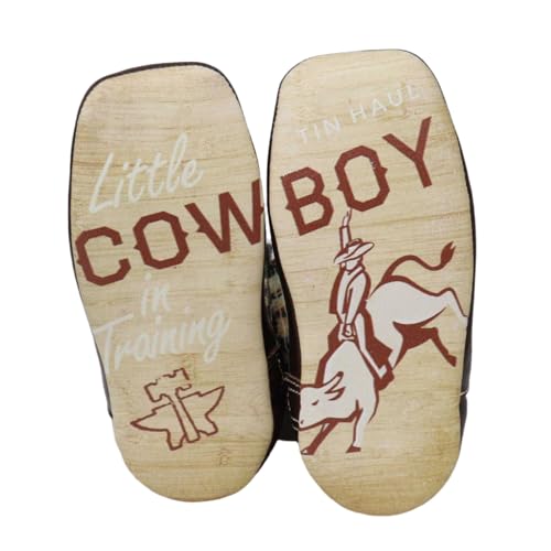Tin Haul Infants Boots, Cowboy in Training, Brown Leather Western Style, Side Zipper2