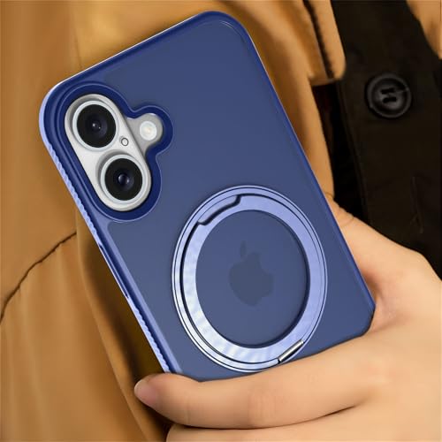 Image of eller sante Astros Magpro Back Cover Case for iPhone 16 Plus with Magnetic Ring Metal Kickstand Camera Screen Protector TPU Shockproof 10ft Drop Protection Compatible with Mag-Safe- Blue