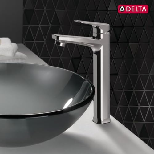 Image of Delta Faucet Single Handle Tall Lavatory Faucet Without Pop-Up Drain I Bathroom Tap for Home I Basin Mixer I Polished Chrome I 44425-P