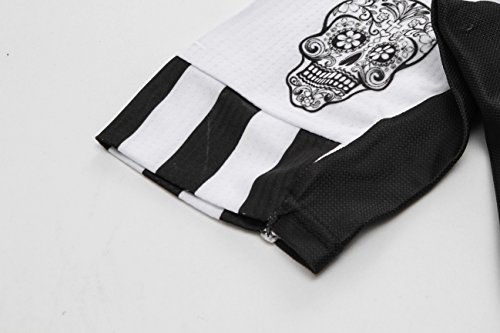 Weimostar Men's Cycling Jersey Men Mountain Bike Jerseys Short Sleeve Tops Cuff (White Skull Flower XL)