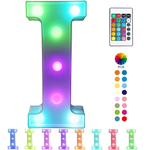 Image of Pooqla Colorful LED Marquee Letter Lights with Remote - Light Up Marquee Signs - Party Bar Letters with Lights Decorations for The Home - Multicolor I