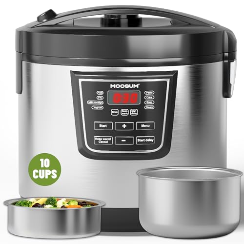 MOOSUM 20-Cup 8-in-1 Stainless Rice Cooker