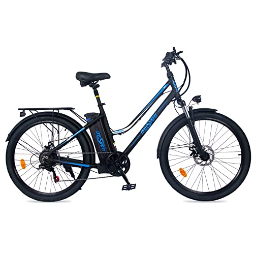 Onesport Vélo Électrique Pliable 26', VTT Électrique Homme Femme 250W, E-Bike Shimano 7 Vitesses LED 25KM/H, 36V/10Ah Batterie Amovible (BK1, Noir)