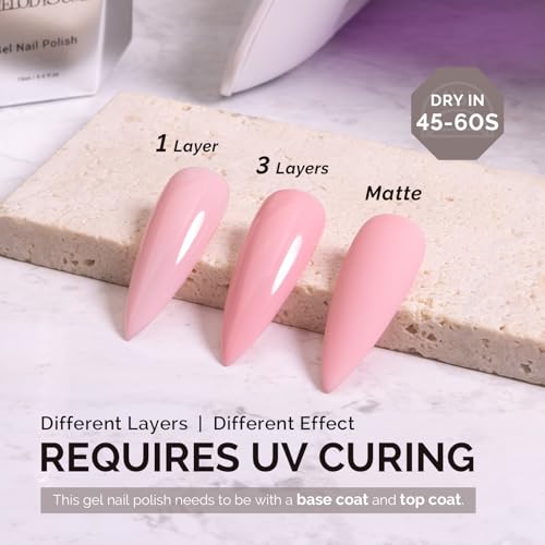 Image of MelodySusie 0.5fl oz Cloud Pink Gel Nail Polish, Nails Soak Off UV LED Baby Pink Gel Polish Gift for Women Nail Art Manicure Salon DIY Nail Design Decoration at Home-A2608