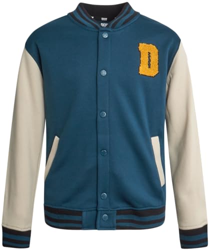 DKNY Boys Bomber Jacket - Stylish Letterman Fleece Baseball Varsity Jacket with Snap Front and Bold Sleeves (Sizes: 8-20)