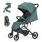 Kompakter Kinderwagen, Reisekinderwagen mit Sitz für Kleinkinder mit stoßdämpfenden Rädern, faltbarer Kinderwagen mit Verdeck, Ein-Knopf-Bremse, umwandelbarer Kinderwagen für Kleinkinder