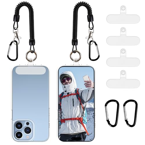 JingRoom 2 Pack Phone Lanyard Tether,Anti Theft and Drop Prevention Strap for Outdoor Hiking Cycling(4 Patches+2 Carabiners)