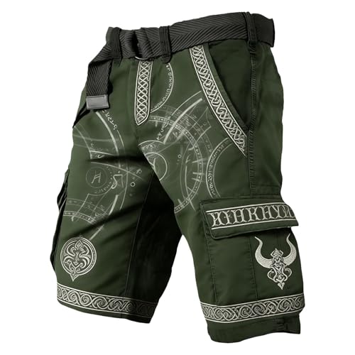 Generisch Pantalones cortos de moda para hombre con estampado para ocio, negocios, uso diario, transpirables, cómodos, Verde oscuro., XL
