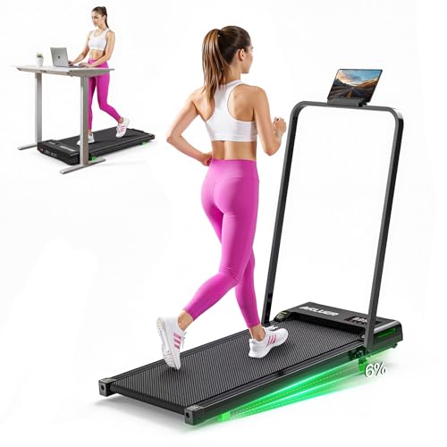 Walking Pad Treadmill with Incline Folding Treadmill with Adjustable Handle Bar for Home/Office Under Desk Treadmills Portable Walking Pad with Remote Control & LED Display