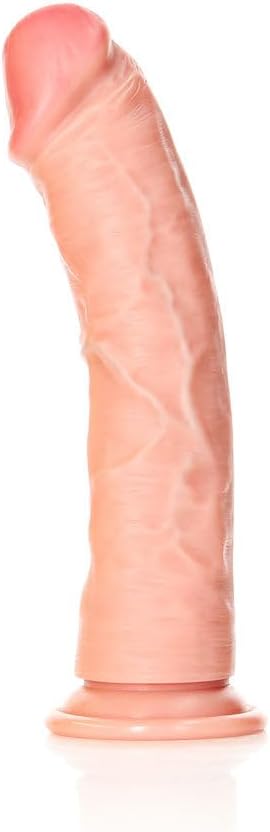 RealRock 9in Curved Dildo WSuction Beige REA119FLE