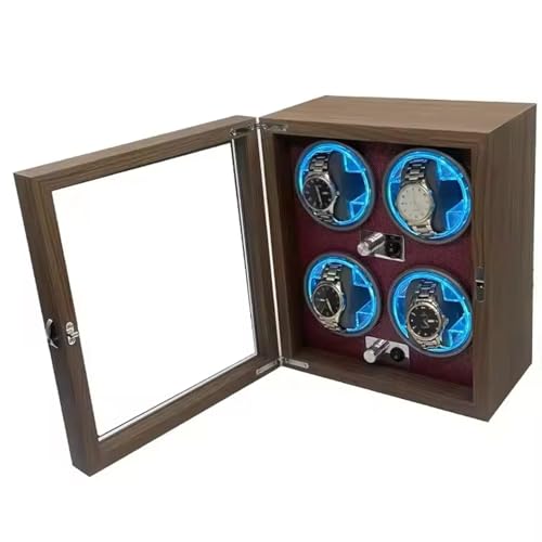 LTdlhFk Caja De Reloj Automática con 4 Ranuras para Enrollar Relojes, 5 Modos De Rotación, Luz LED Azul Y Motor Ultrasilencioso, Alimentación por USB, Ideal para Exhibir En Joyería A