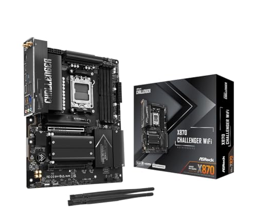 Image of ASRock X870 Challenger WiFi ATX Motherboard, Supports AMD Ryzen 9000 /8000 /7000 Series, DDR5 8000+ (OC), PCIe 5.0, Dual USB4, Wi-Fi 7, 2.5G LAN, 16+2+1 Phase Dr.MOS