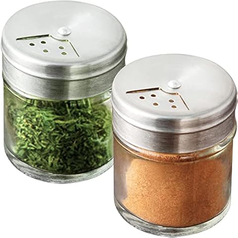 CUSINIUM 2-Pack 1.5oz Glass Spice Seasonings Shaker With Adjustable Lid Cover