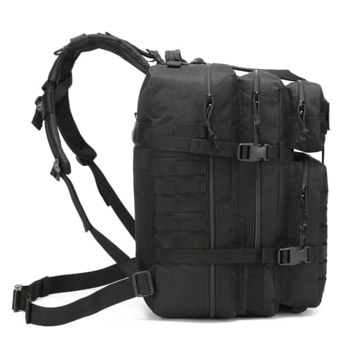 Tactical Backpack for Men, 45L Military Gym Backpacks, Large 3-Day Assault Pack Bug Out Bag MOLLE Daypack for Rucking Fishing Camping(Black) - Image 6