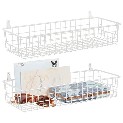mDesign Juego de 2 estantes de Pared de Metal – Estantería de Rejilla pequeña para Pasillo, Dormitorio y demás –...